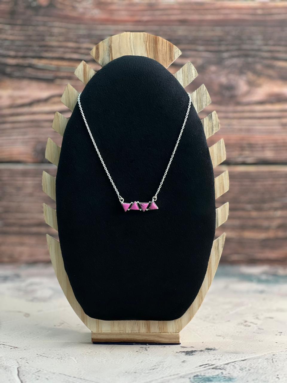 Handmade Sterling Silver Beaded Cherry Blossom Necklace "Signed Nizhoni"