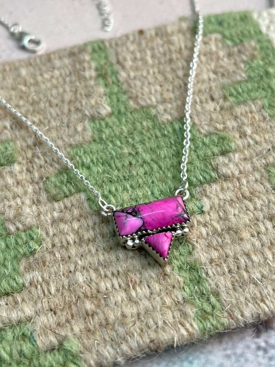 Handmade Sterling Silver Cherry Blossom Necklace "Signed Nizhoni"