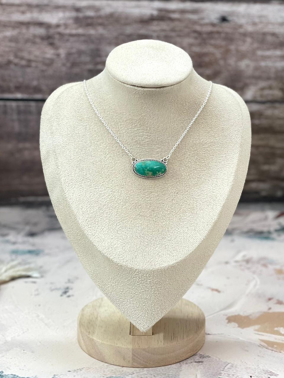 Handmade Sterling Silver Mantis Turquoise Necklace "Signed Nizhoni"