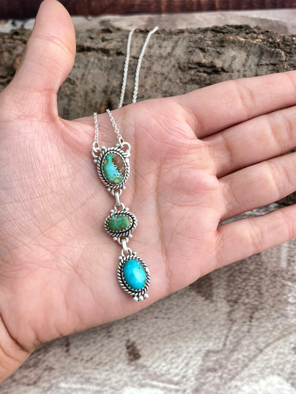 Handmade Sterling Silver Sonoran Mountain Turquoise Necklace "Signed Nizhoni"