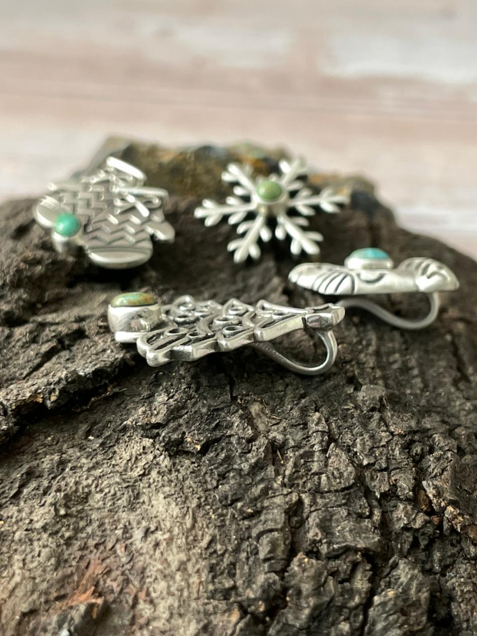 "Christmas Collection" Handmade Sterling Silver Kingman Turquoise Hat Pin" Signed Nizhoni"