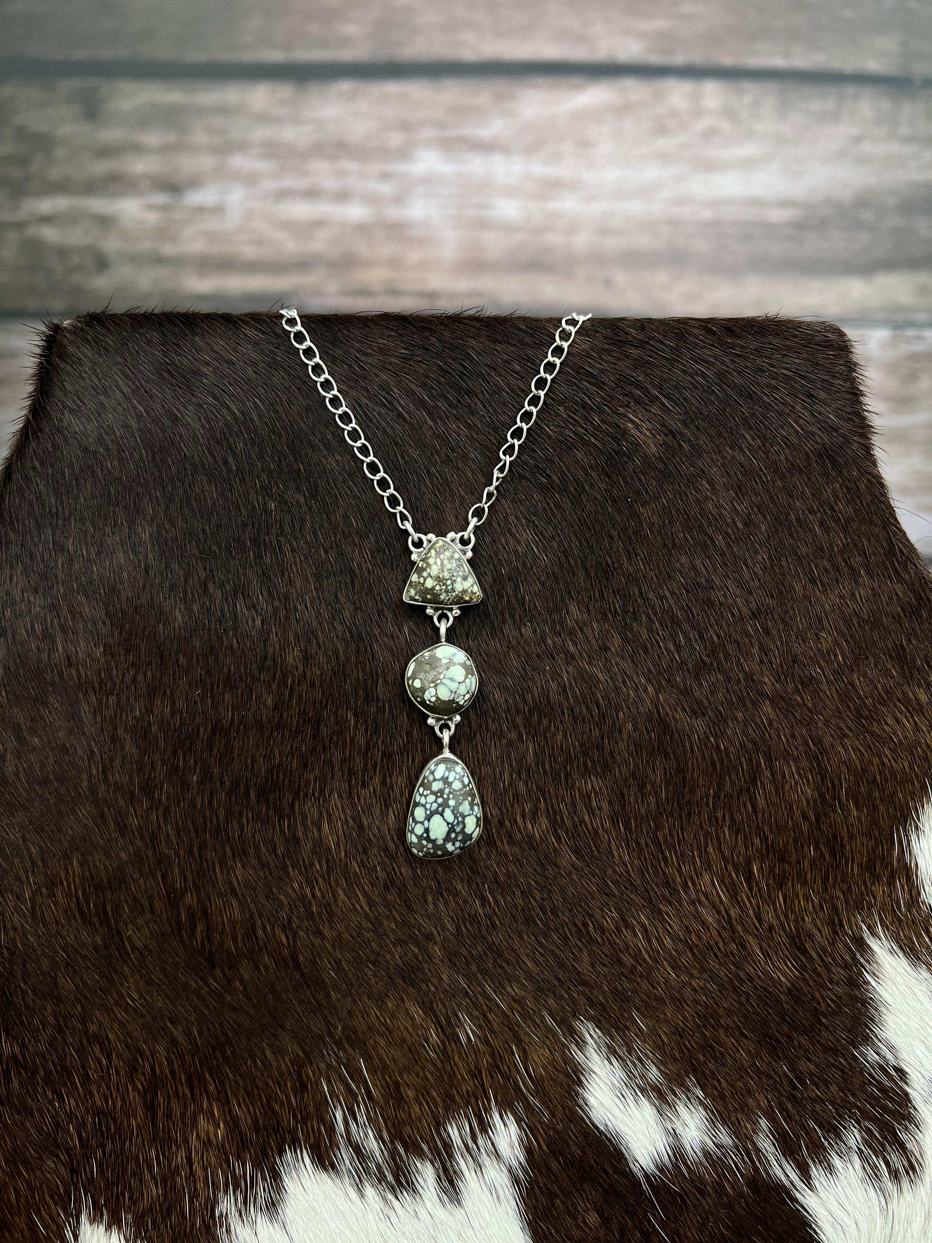 Handmade Sterling Silver Starfox Variscite Necklace Signed Nizhoni