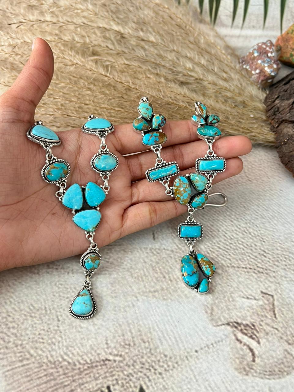 Handmade Sterling Silver Santa Maria Turquoise Necklace "Signed Nizhoni"