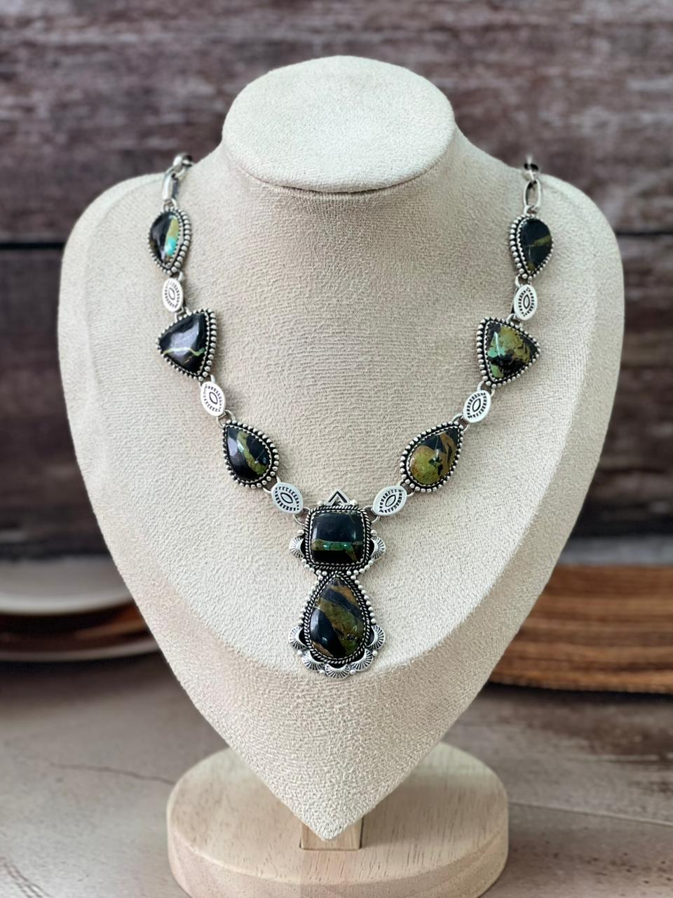 Handmade Sterling Silver Multi Stone Necklace "Signed Nizhoni"