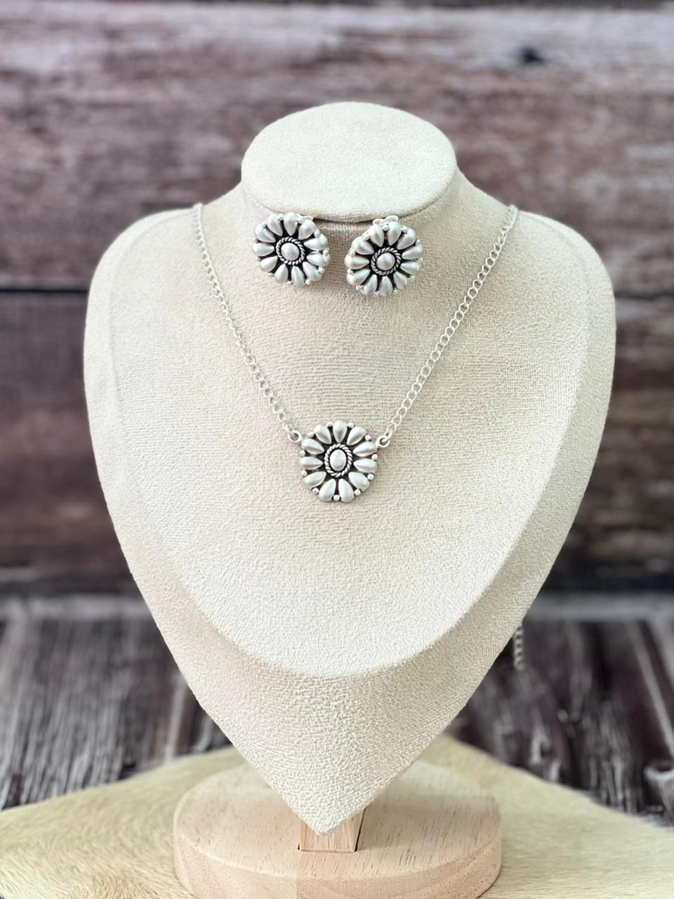 Handmade Sterling Silver Necklace Earrings Set "Signed Nizhoni"
