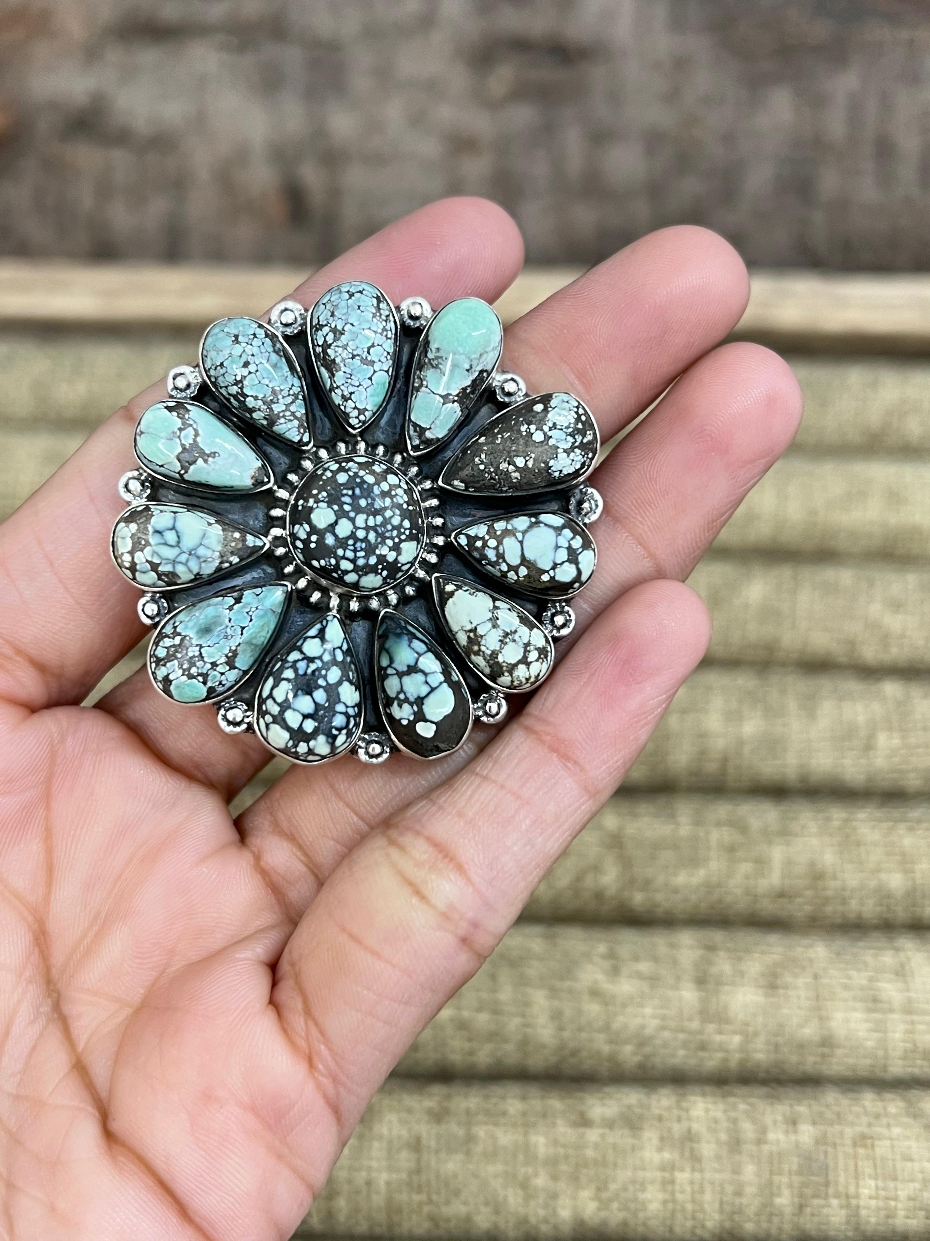 Handmade Sterling Silver Starfox Variscite Adjustable Ring Signed Nizhoni