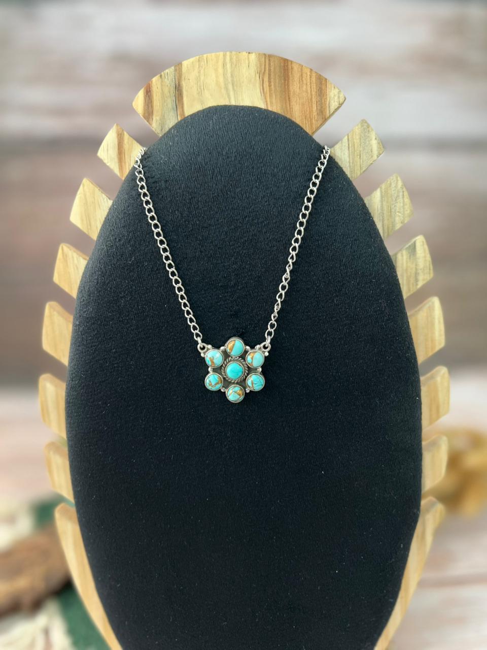 Handmade Sterling Silver Mint Dahlia Collection: Necklace "Signed Nizhoni"