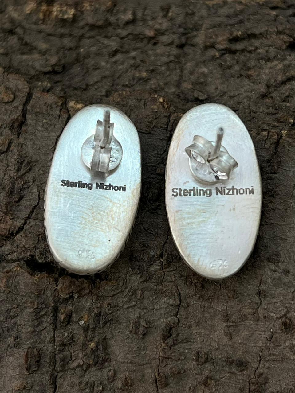 Handmade Sterling Silver Hot Pink Post Studs Earrings "Signed Nizhoni"