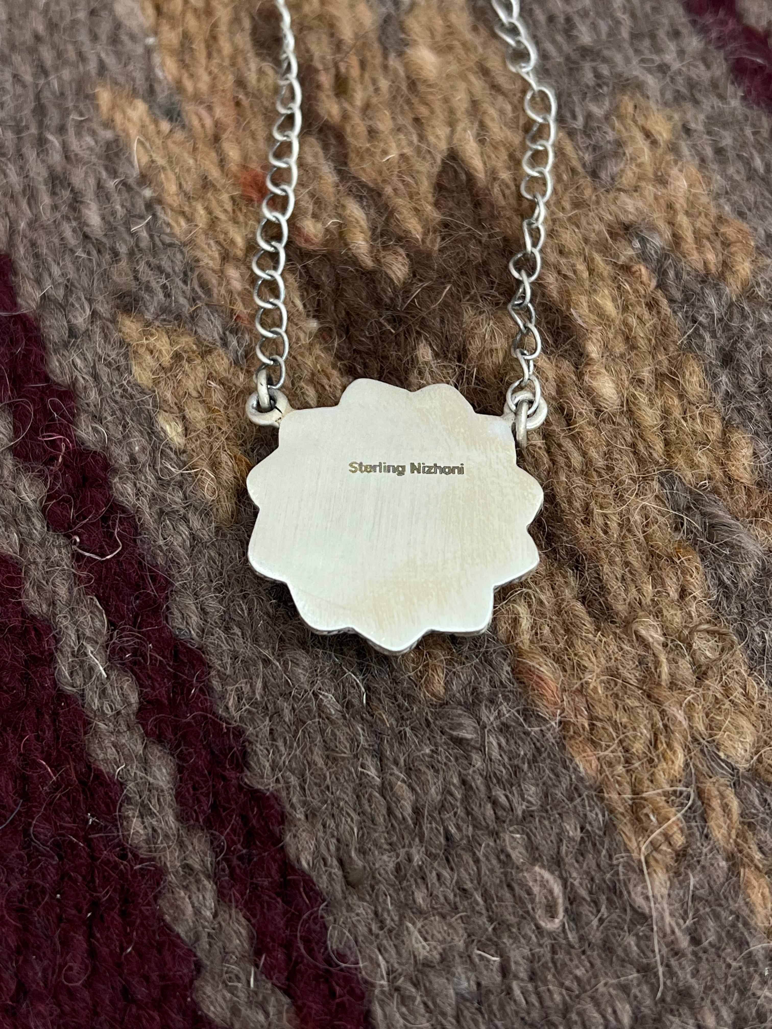 Christmas Collection Handmade Sterling Silver Coral with Peridot Necklace with Signed Nizhoni