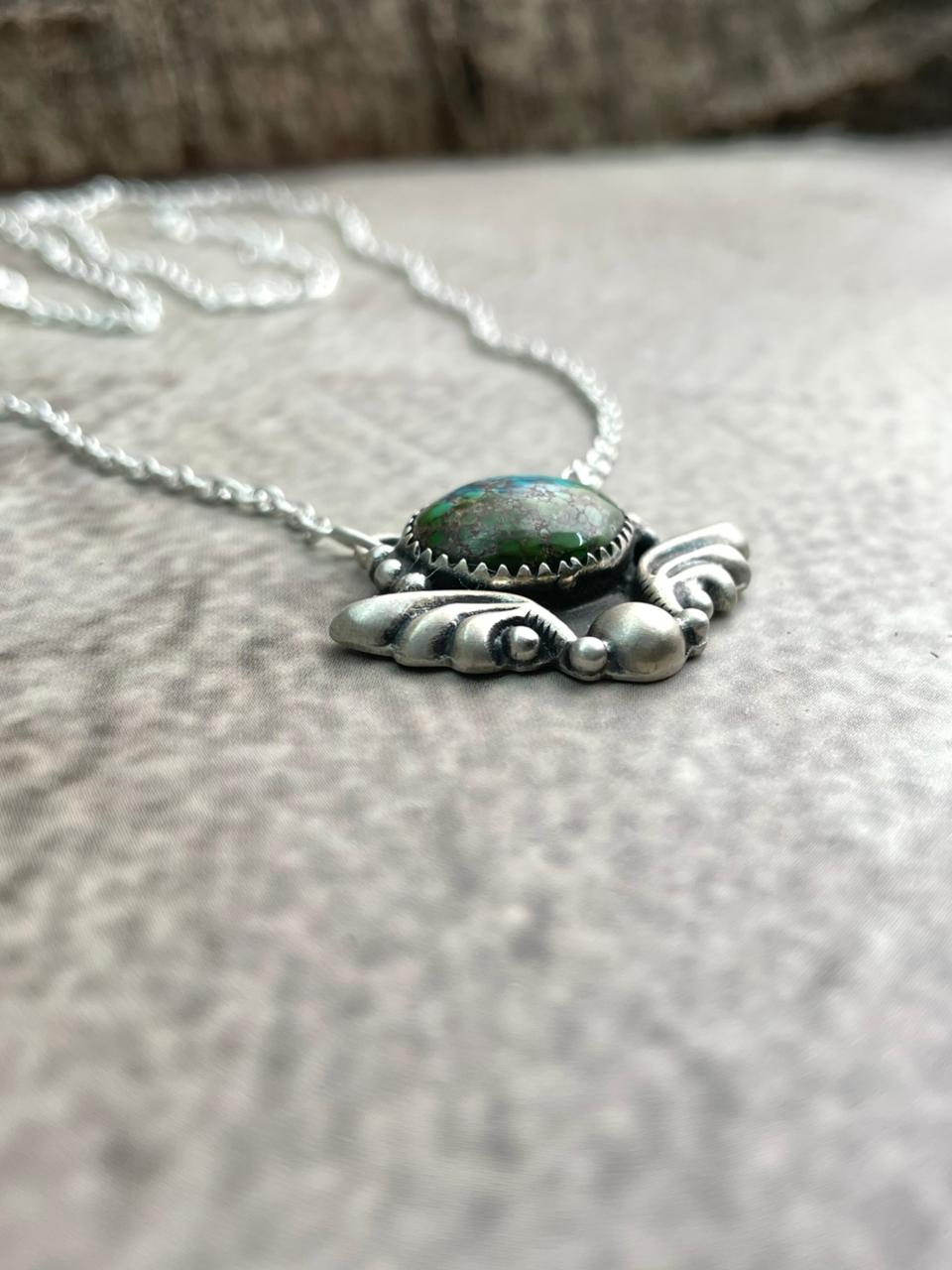 Handmade Sterling Silver Sonoran Mountain Turquoise Necklace "Signed Nizhoni"