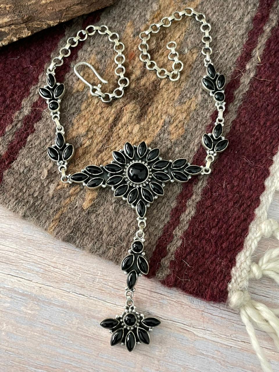 Handmade Sterling Silver Black Onyx Necklace "Signed Nizhoni"