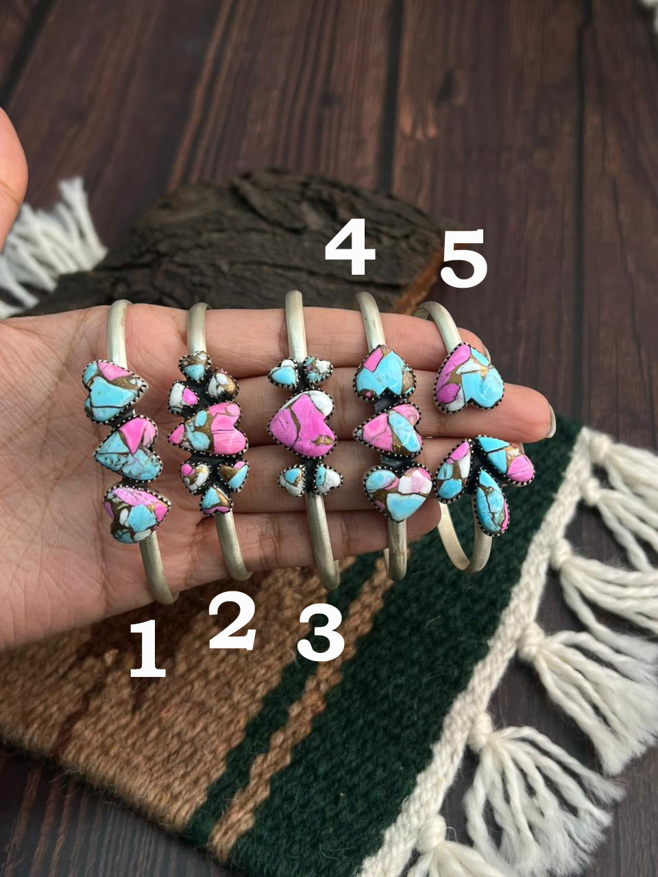 "Heart Collection" Handmade Sterling Silver Cotton Candy Bracelet "Signed Nizhoni"