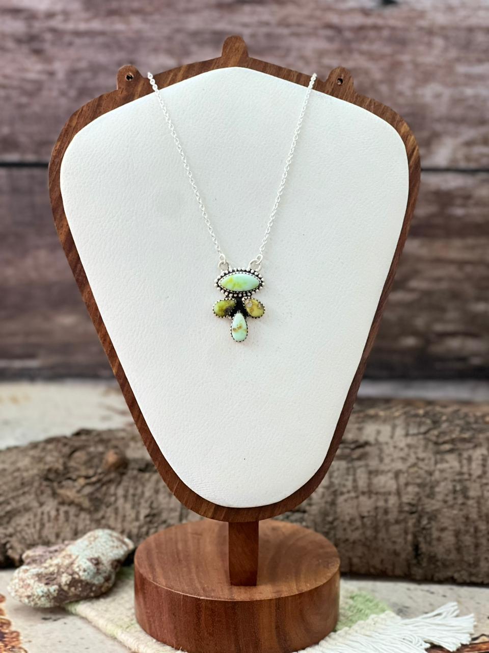 Handmade Sterling Silver Palomino Turquoise Necklace "Signed Nizhoni"