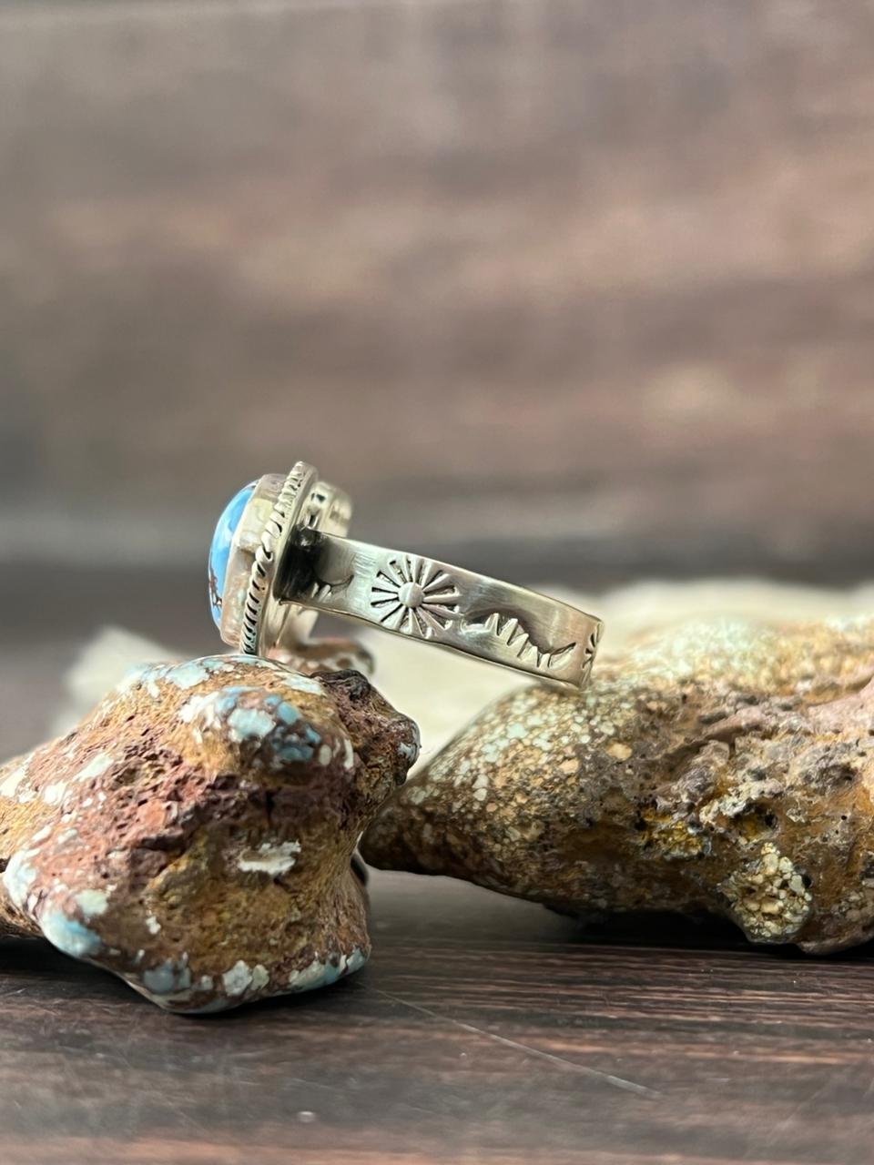 Handmade Sterling Silver Golden Hills with White Collection Adjustable Ring "Signed Nizhoni"