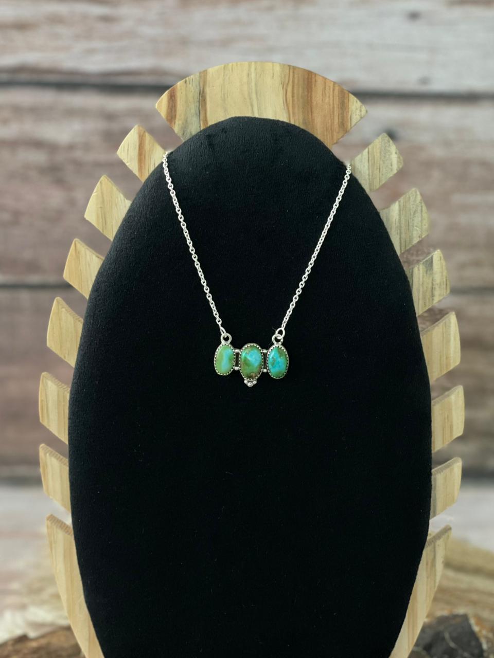Handmade Sterling Silver Sonoran Mountain Turquoise Necklace "Signed Nizhoni"