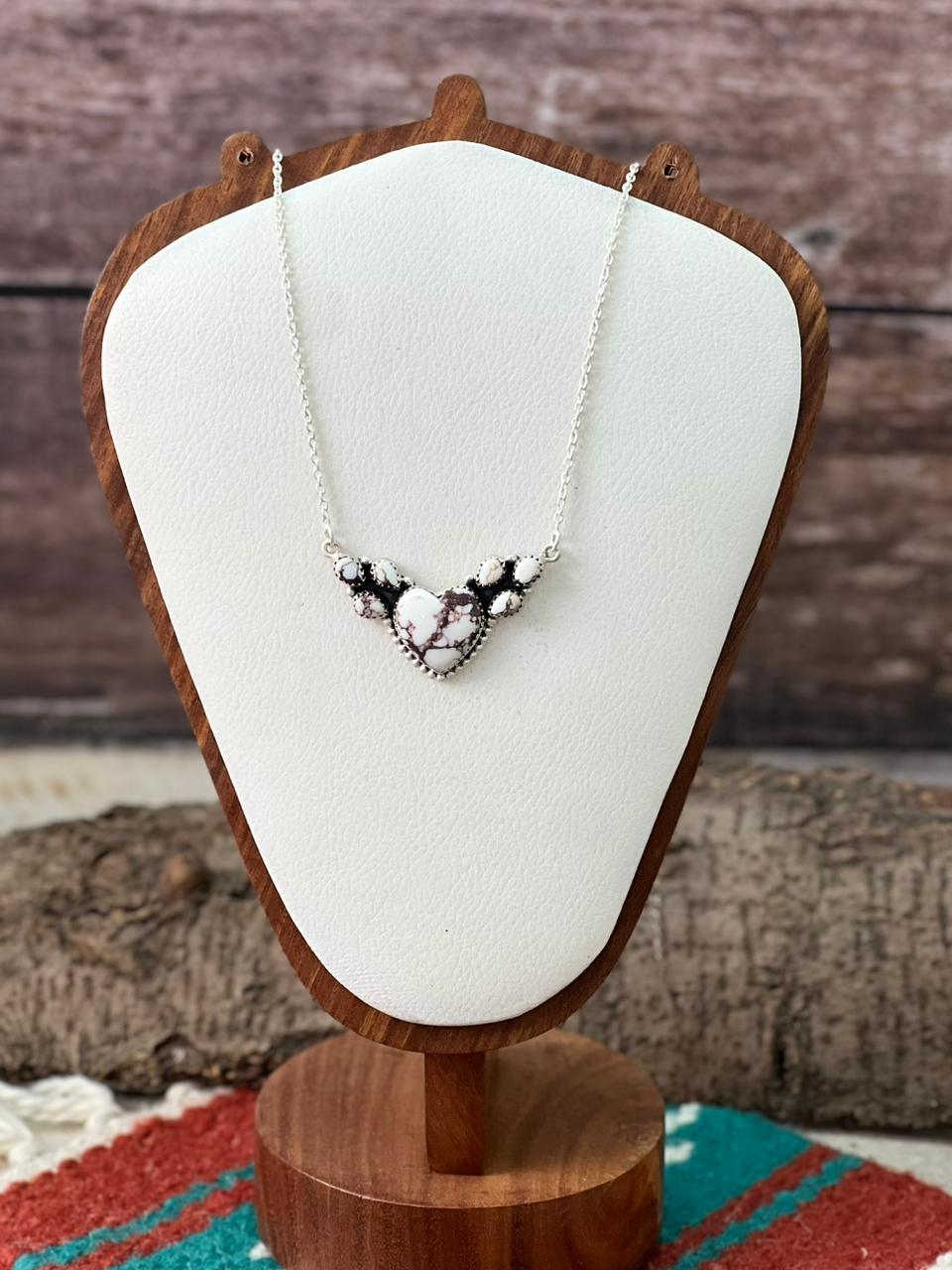 Handmade Sterling Silver Wildhorse Magnesite Necklace "Signed Nizhoni"