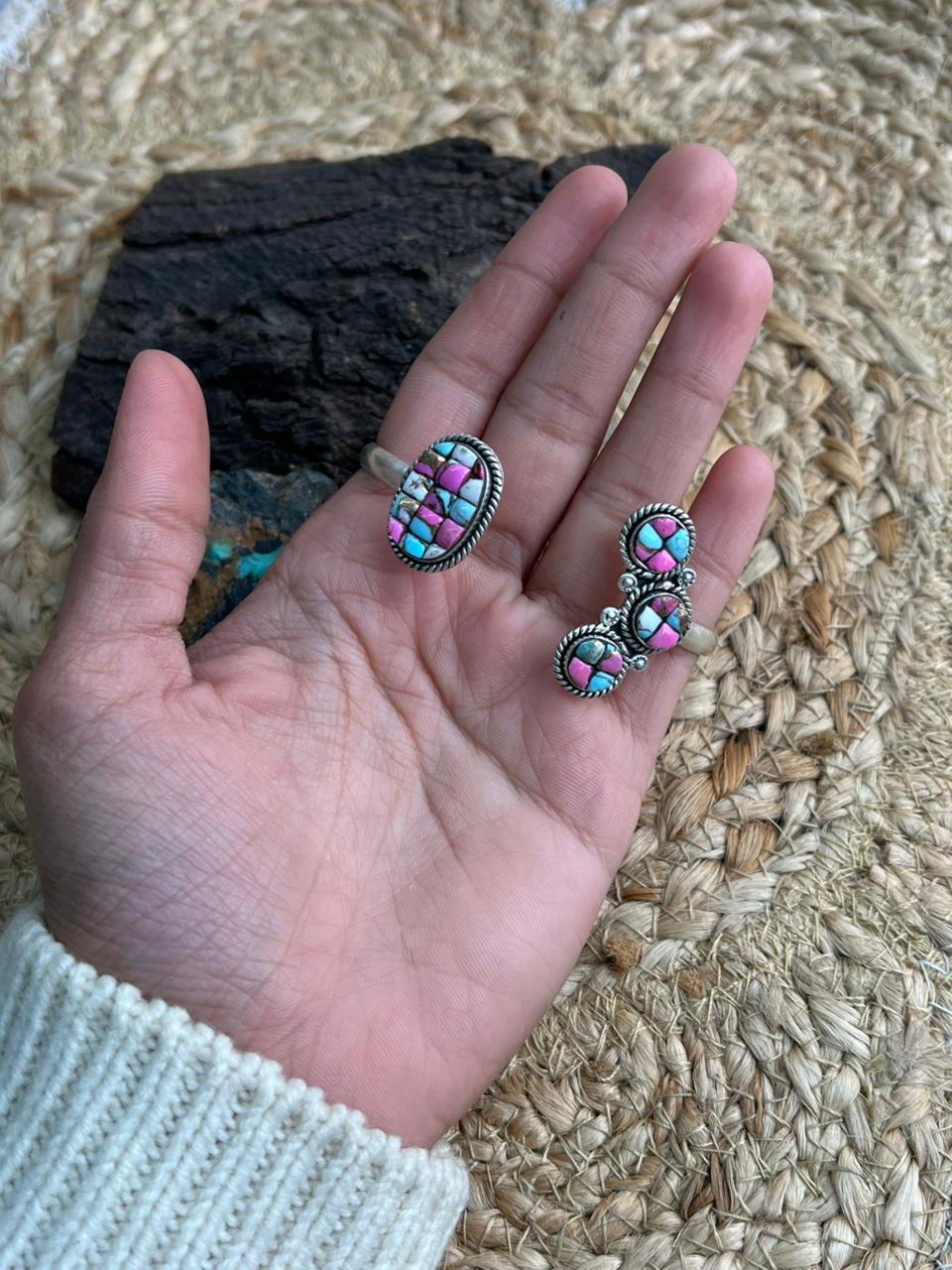 Handmade Sterling Silver Cotton Candy Cuff Bracelet "Signed Nizhoni"