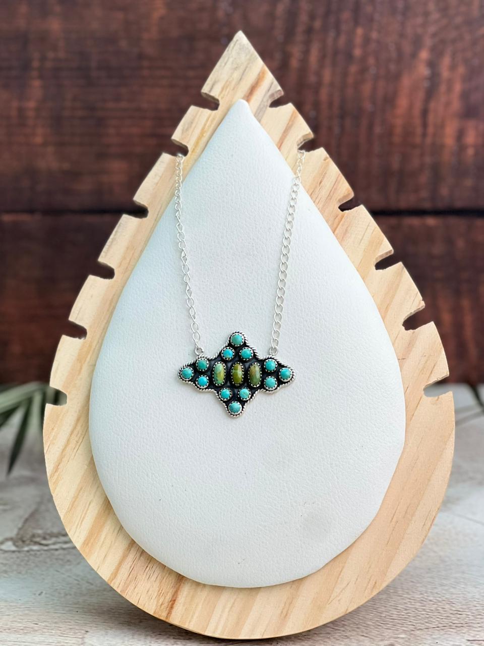 Handmade Sterling Silver Kingman Turquoise Necklace "Signed Nizhoni"