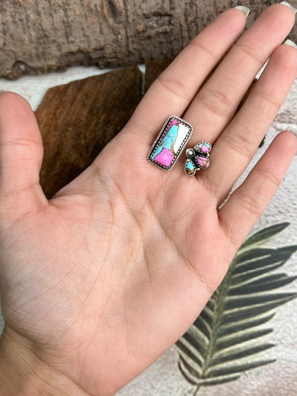 Handmade Sterling Silver Cotton Candy Adjustable Ring "Signed Nizhoni"