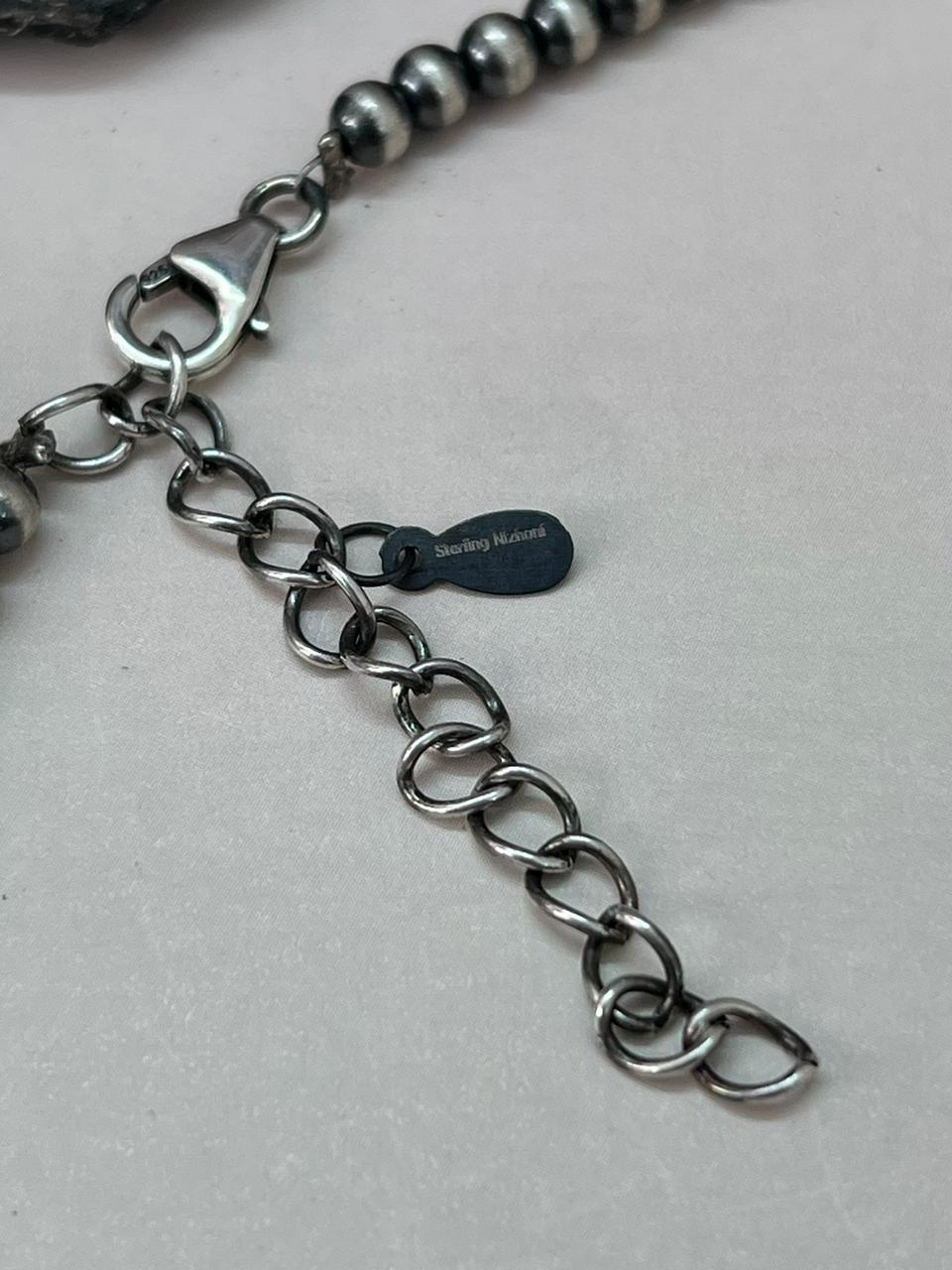 Handmade Sterling Silver Beaded Cotton Candy Necklace "Signed Nizhoni"