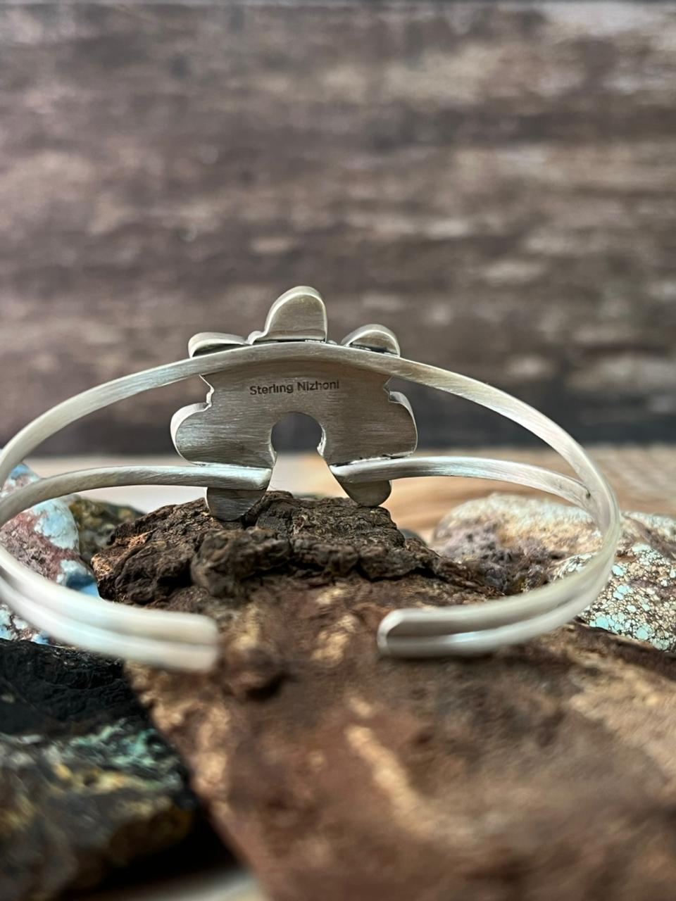 Handmade Sterling Silver Golden Hills Turquoise Bracelet "Signed Nizhoni"