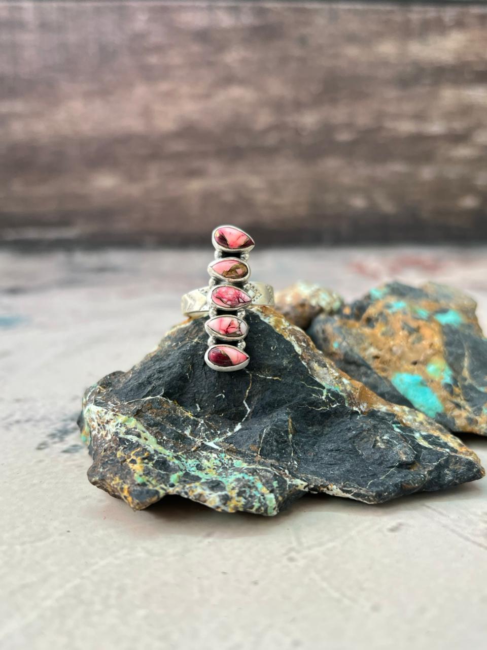 Handmade Sterling Silver Dahlia Rose Adjustable Ring "Signed Nizhoni"