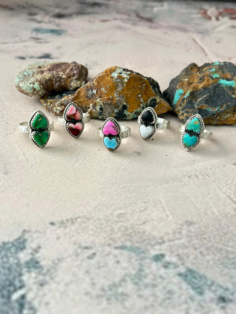 Handmade Sterling Silver Multi Stone Adjustable Ring "Signed Nizhoni"