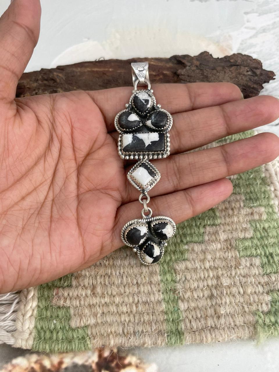 Handmade Sterling Silver White Buffalo Pendant "Signed Nizhoni"