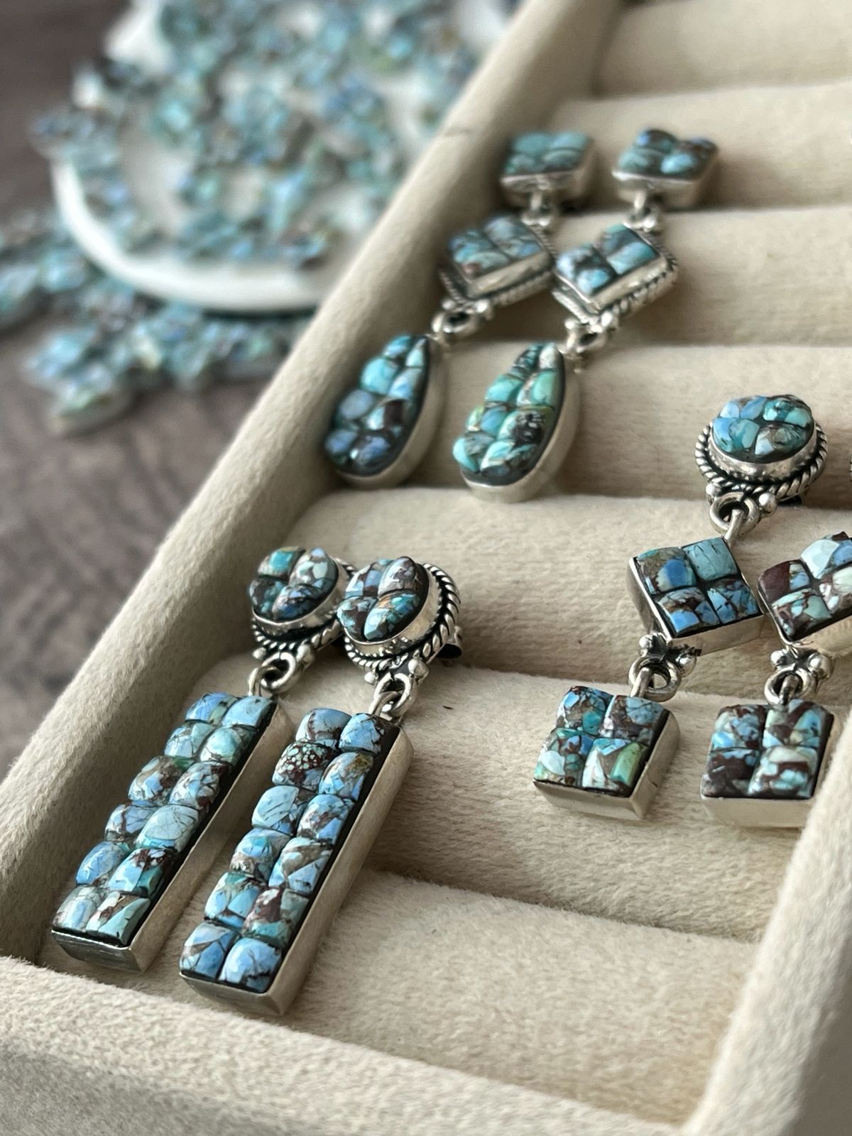 Handmade Sterling Silver Golden Hills Cobble Collection Post Dangle Earrings "Signed Nizhoni"