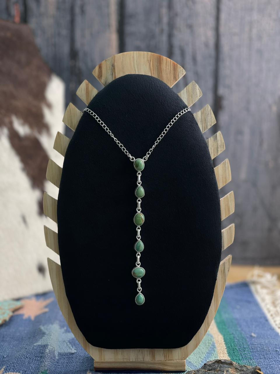 Handmade Sterling Silver Kingman Turquoise Necklace "Signed Nizhoni"