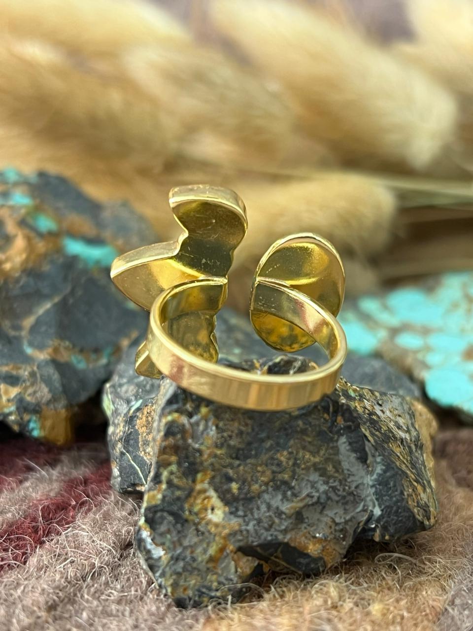 “The Golden Collection” Natural Golden Hills Turquoise Adjustable Ring