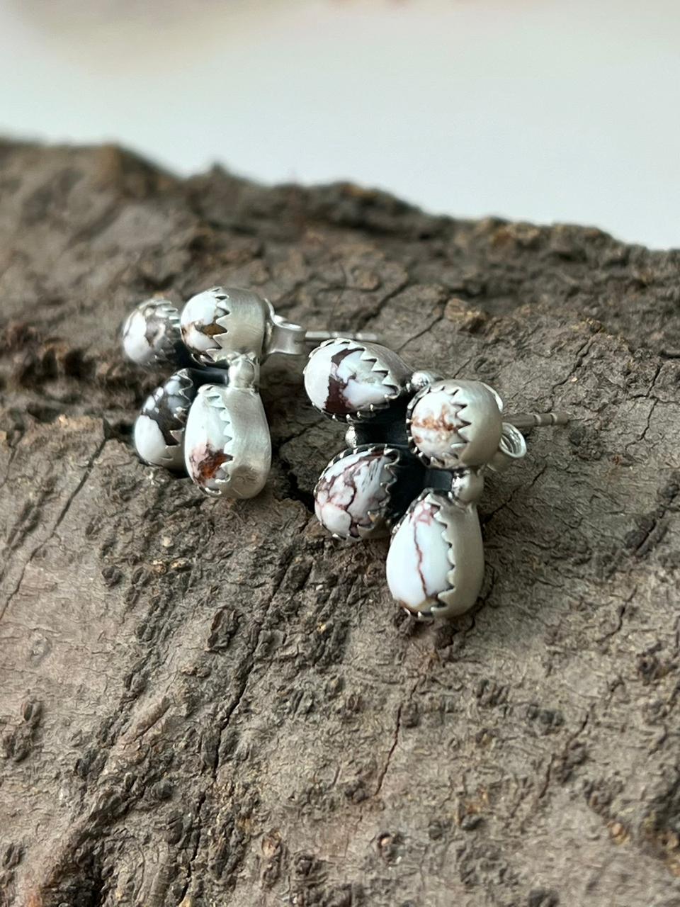 THE BACKROADS Handmade Sterling Silver Wildhorse Studs "Signed Nizhoni"