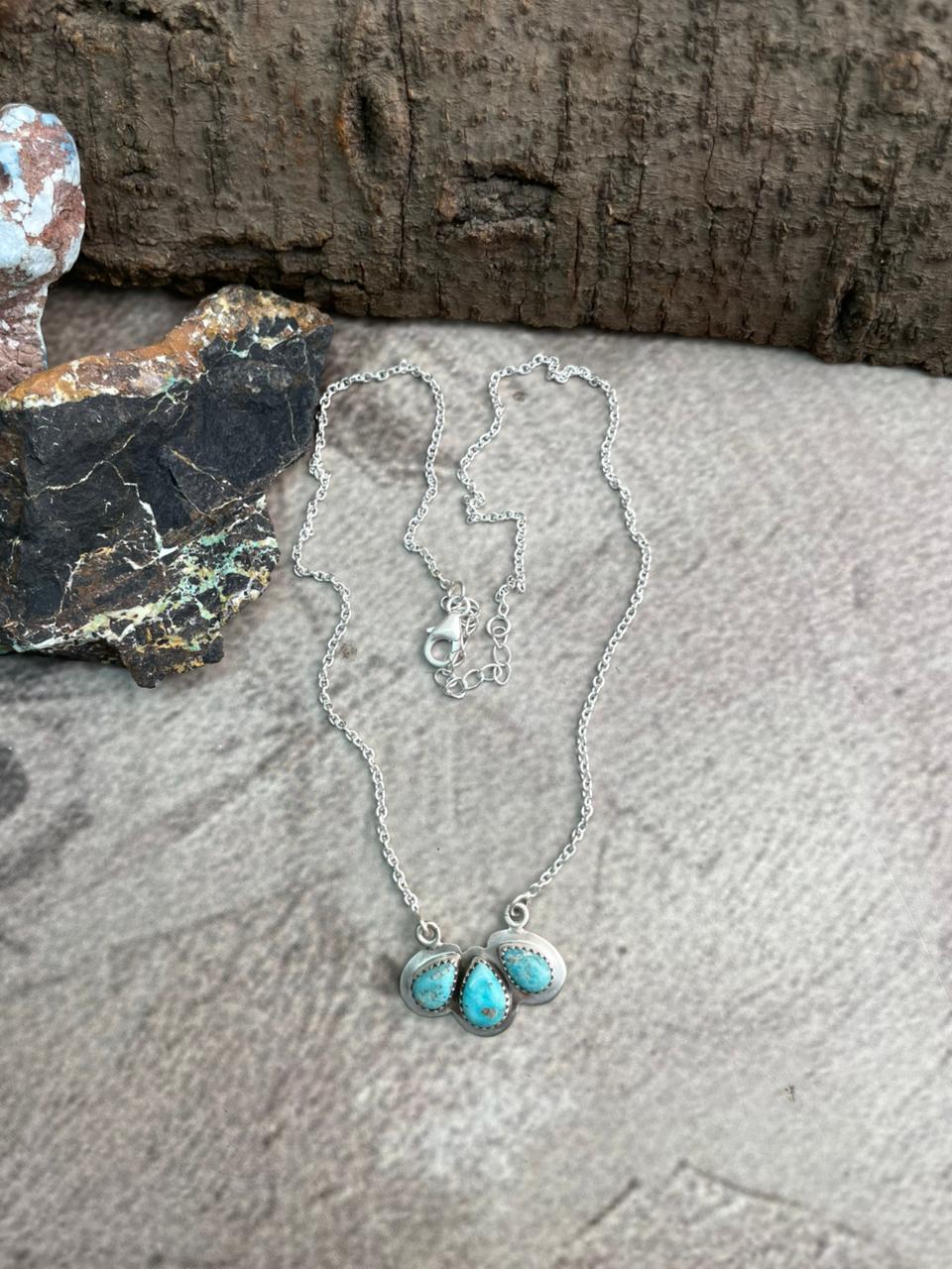 Handmade Sterling Silver White Water Necklace "Signed Nizhoni"