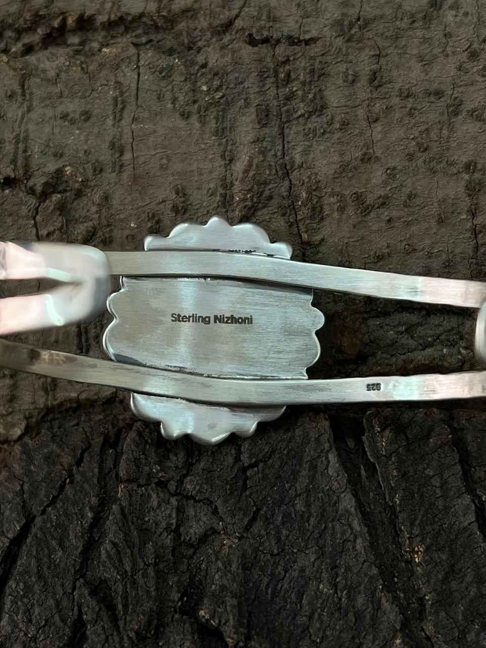 Handmade Sterling Silver Sonoran, White Water, Palomino Turquoise Cuff Bracelet "Signed Nizhoni"