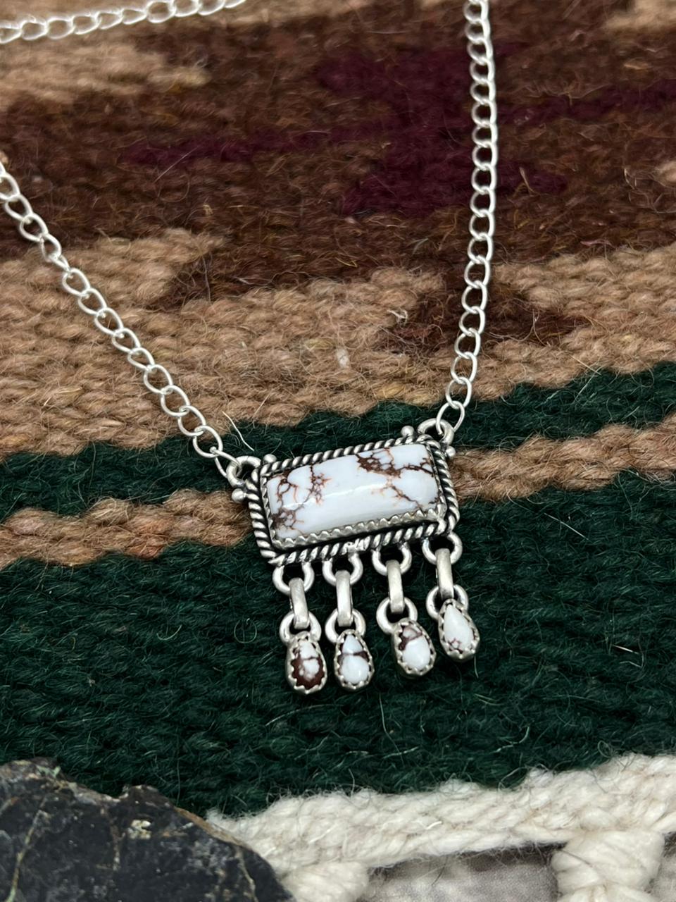 Handmade Sterling Silver Wild Horse Magnesite Necklace "Signed Nizhoni"