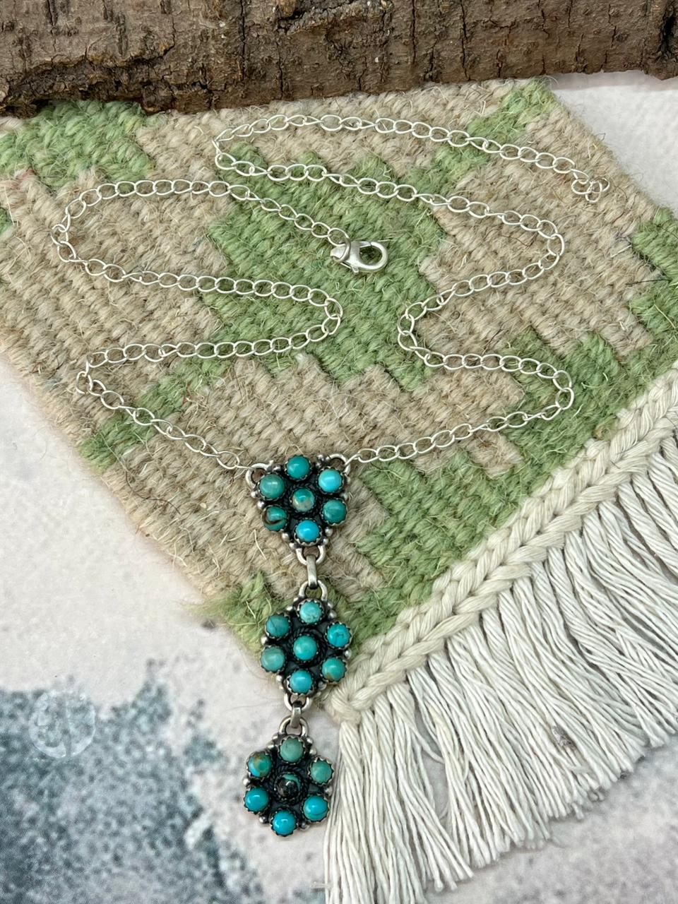 Handmade Sterling Silver Kingman Turquoise Necklace "Signed Nizhoni"