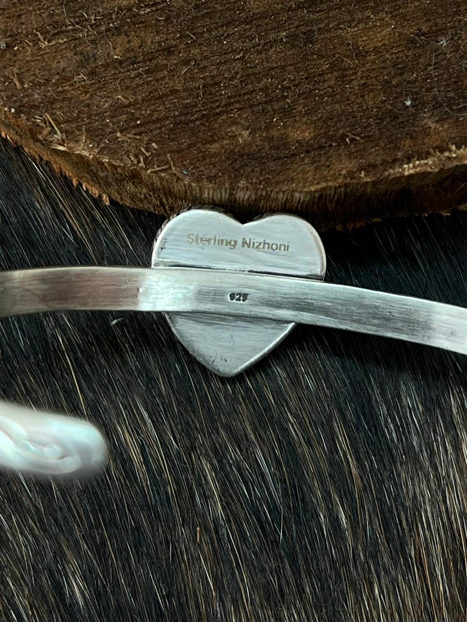 Handmade Sterling Silver White Buffalo Bracelet "Signed Nizhoni"