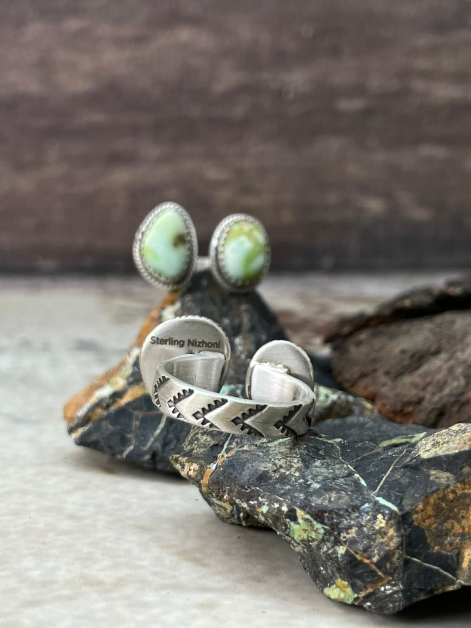 Handmade Sterling Silver Palomino Turquoise Adjustable Ring "Signed Nizhoni"