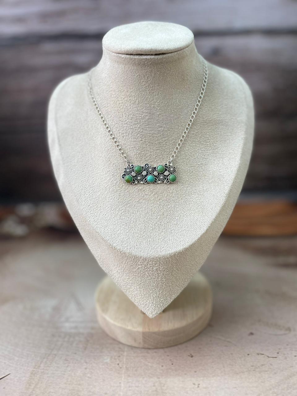 Handmade Sterling Silver Kingman Turquoise Necklace "Signed Nizhoni"
