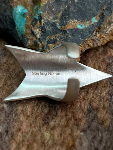 Handmade Sterling Silver Golden Hills Turquoise Ring "Signed Nizhoni"