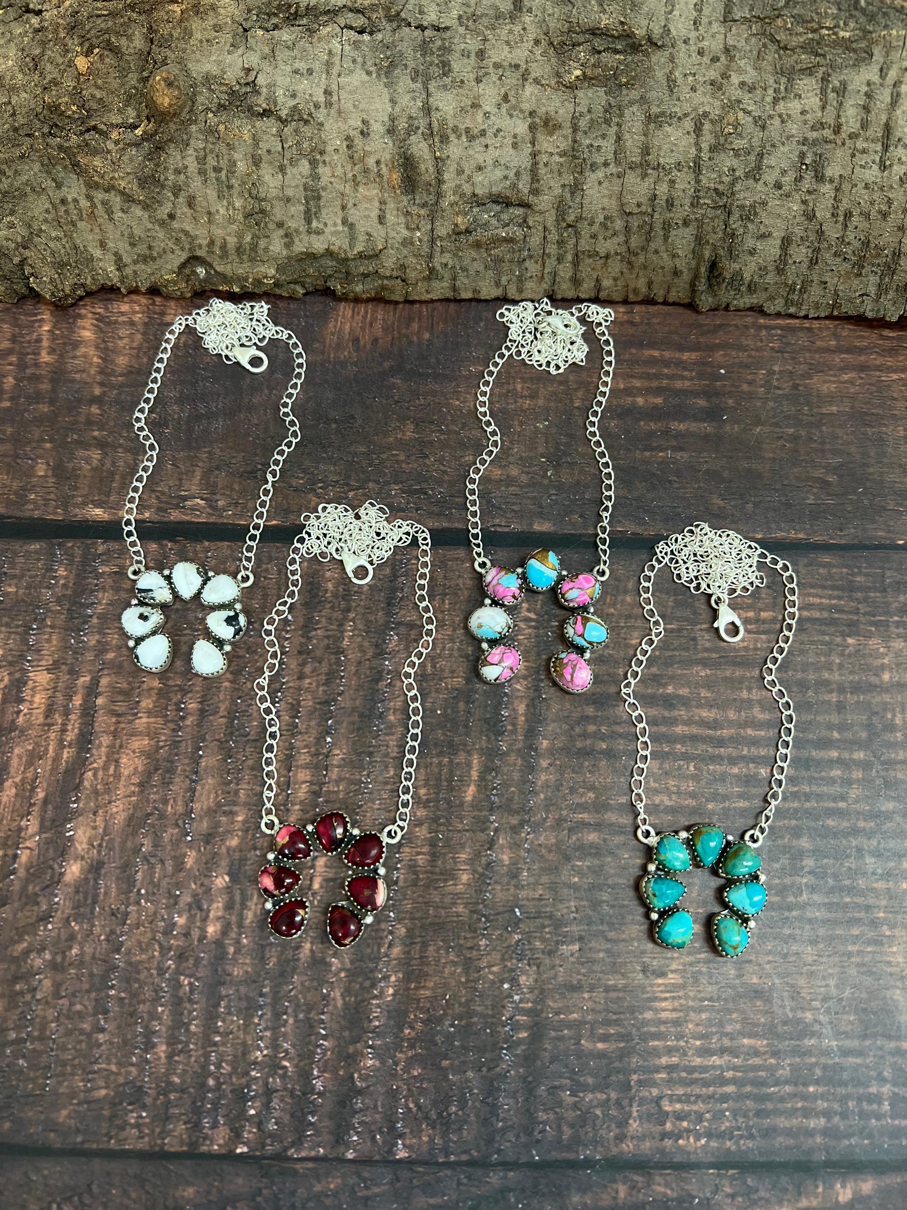 Handmade Sterling Silver Multi Stone Naja Necklace Signed Nizhoni