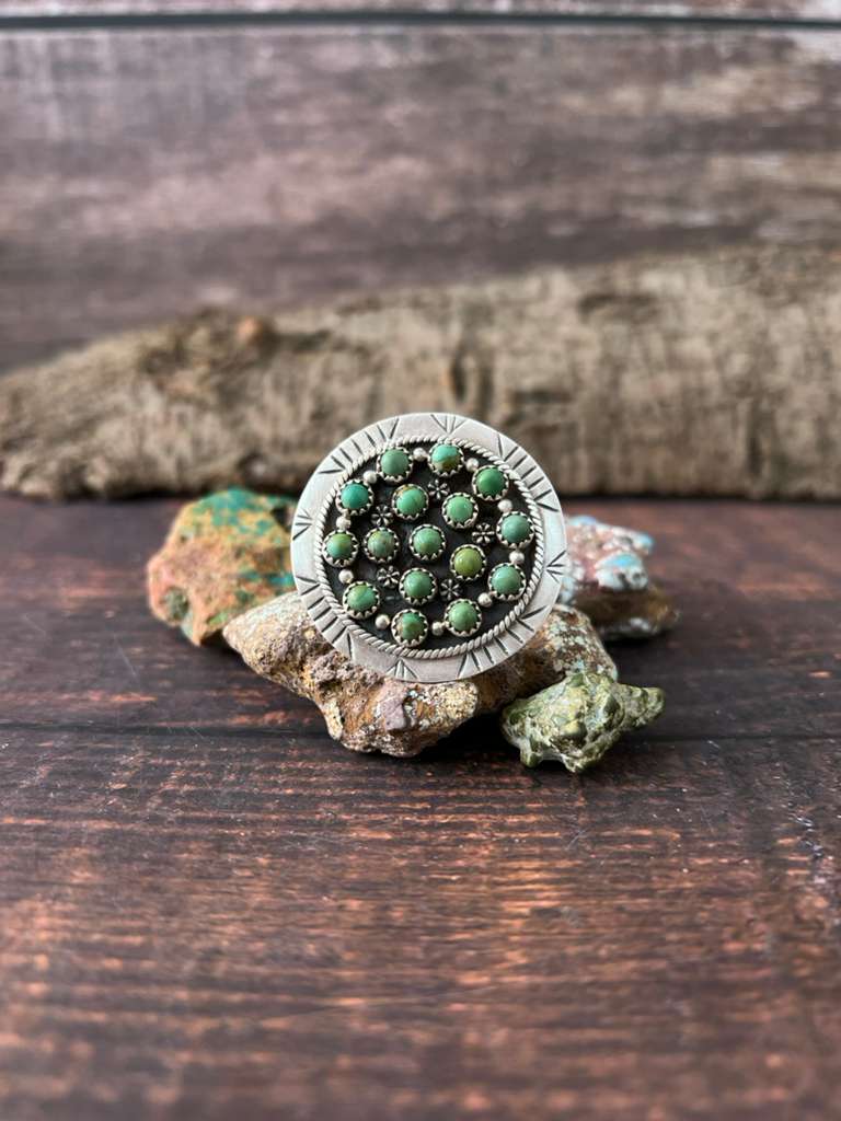 Handmade Sterling Silver Kingman Turquoise Adjustable Rings "Signed Nizhoni"