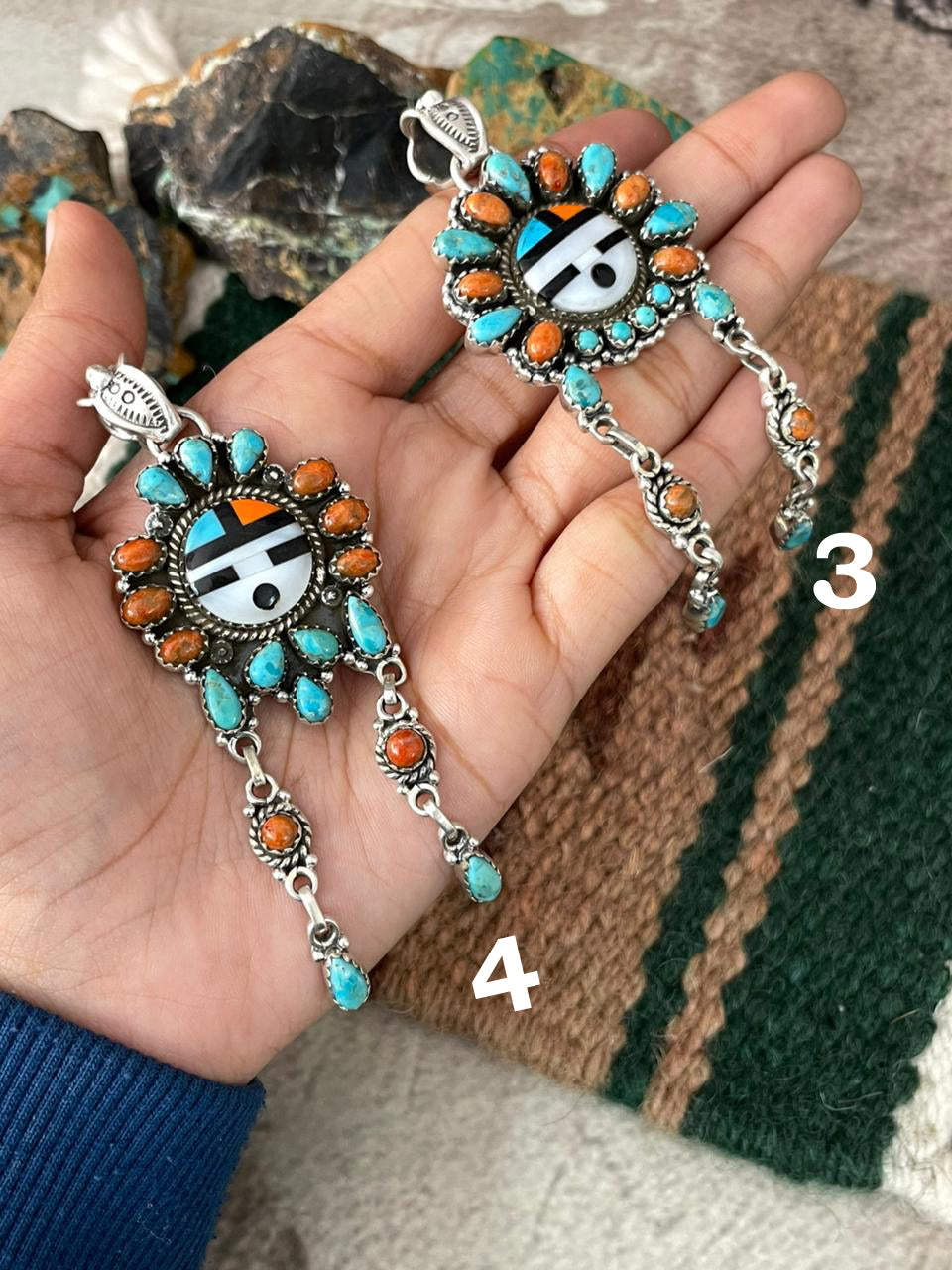Handmade Sterling Silver Turquoise and MOP Pendant "Signed Nizhoni"