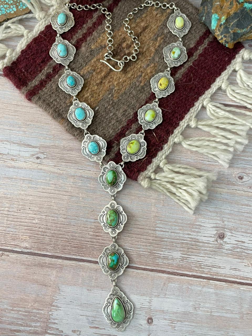 Handmade Sterling Silver Multi Stone Necklace "Signed Nizhoni"