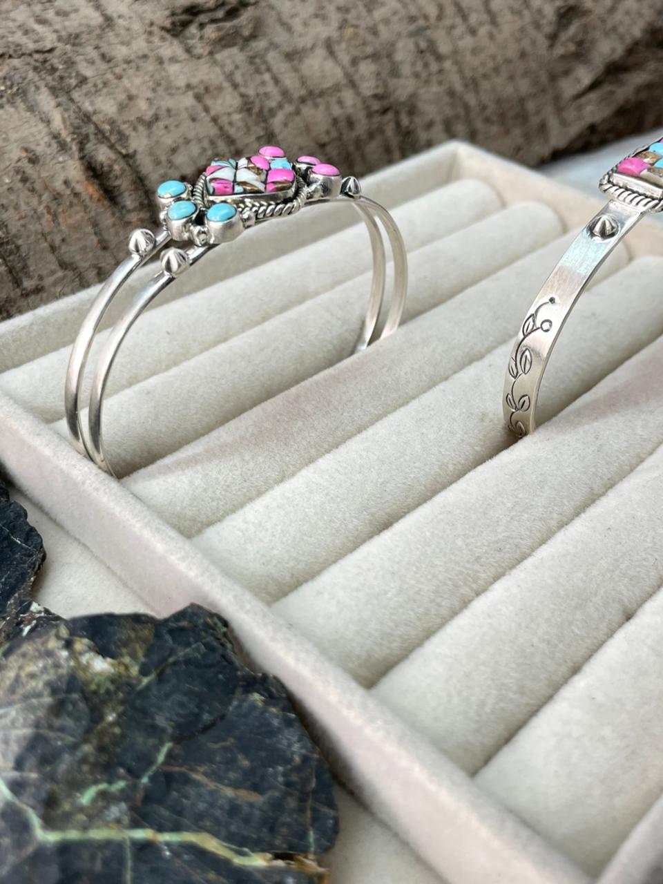 Handmade Sterling Silver Cotton Candy Cuff Bracelet "Signed Nizhoni"