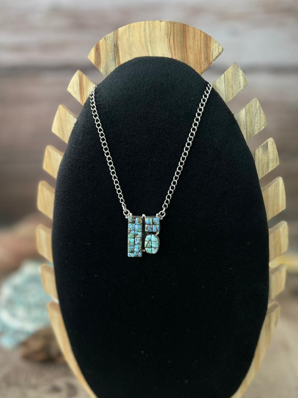 Handmade Sterling Silver 'Golden Hills Turquoise Cobble Collection' Necklace "Signed Nizhoni"