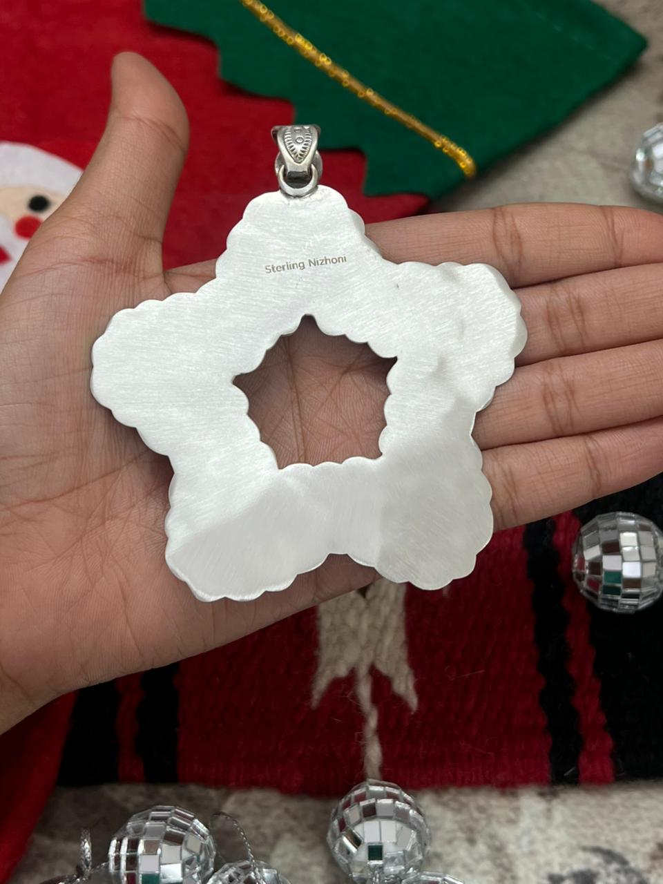 "Christmas Collection" Handmade Sterling Silver Hot Pink Star Pendant "Signed Nizhoni"