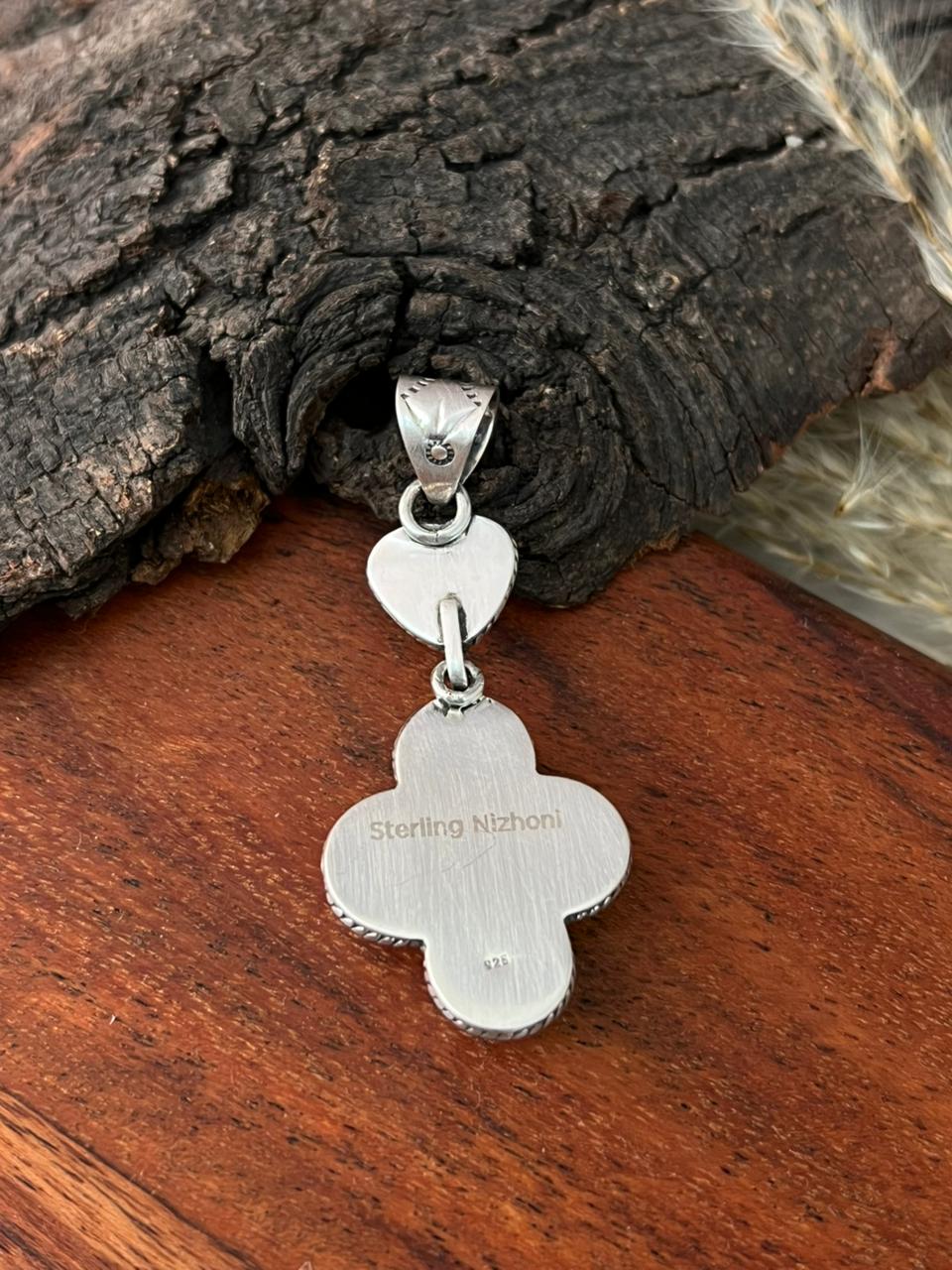 Handmade Sterling Silver Sierra Bella with Palomino Turquoise Collection: Pendant "Signed Nizhoni"
