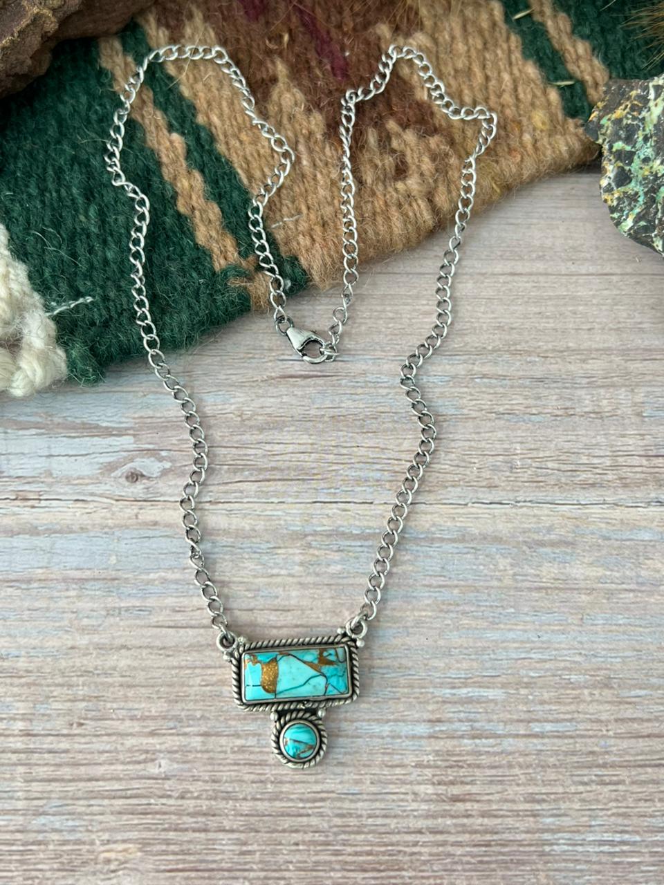 Handmade Sterling Silver Mint Dahlia Collection: Necklace "Signed Nizhoni"