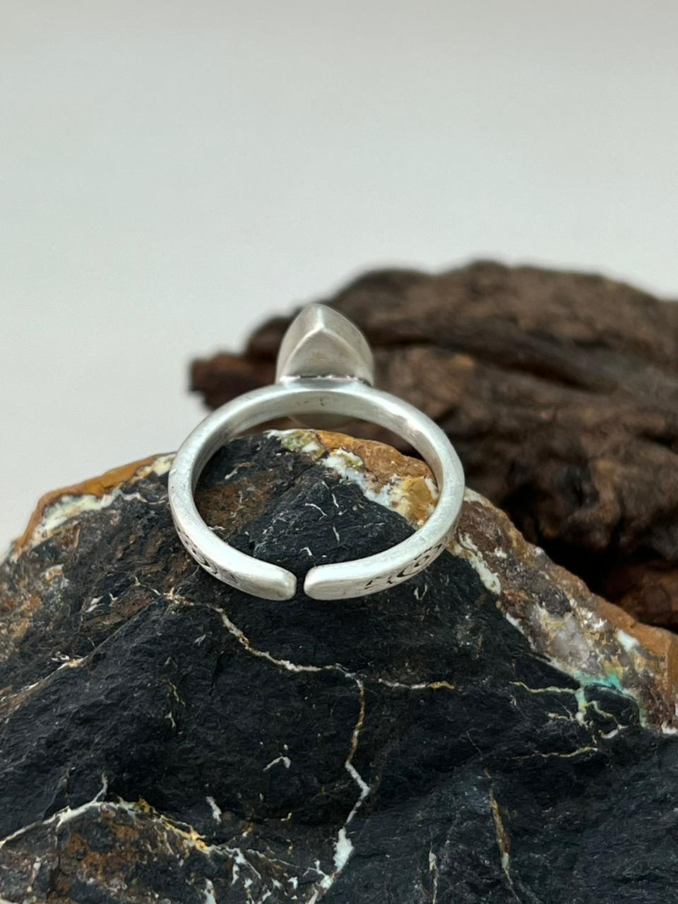 Handmade Sterling Silver White Water Adjustable Ring "Signed Nizhoni"